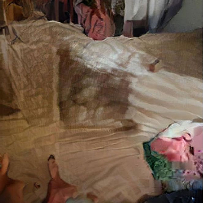 An AI generated artwork: A person laying in bed with a laptop.