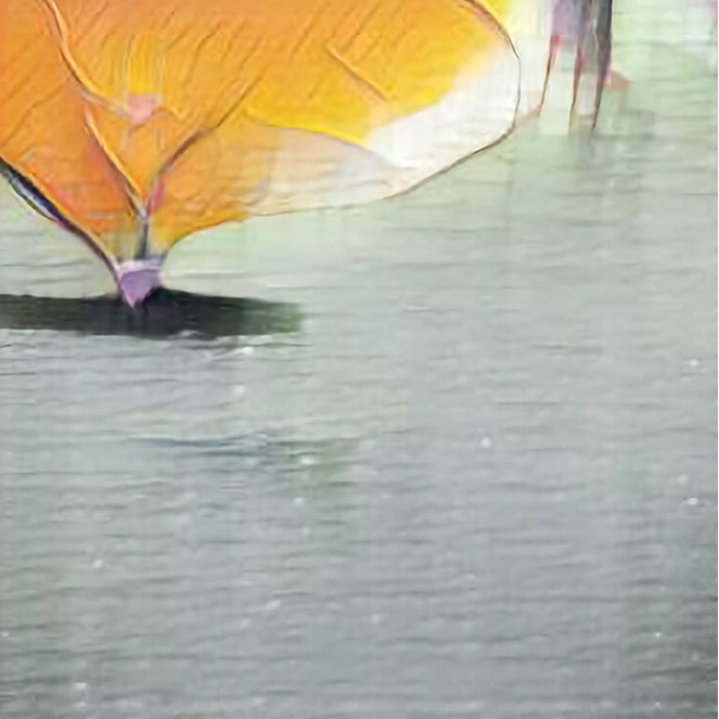 An AI generated artwork: A person is holding an umbrella in the rain.